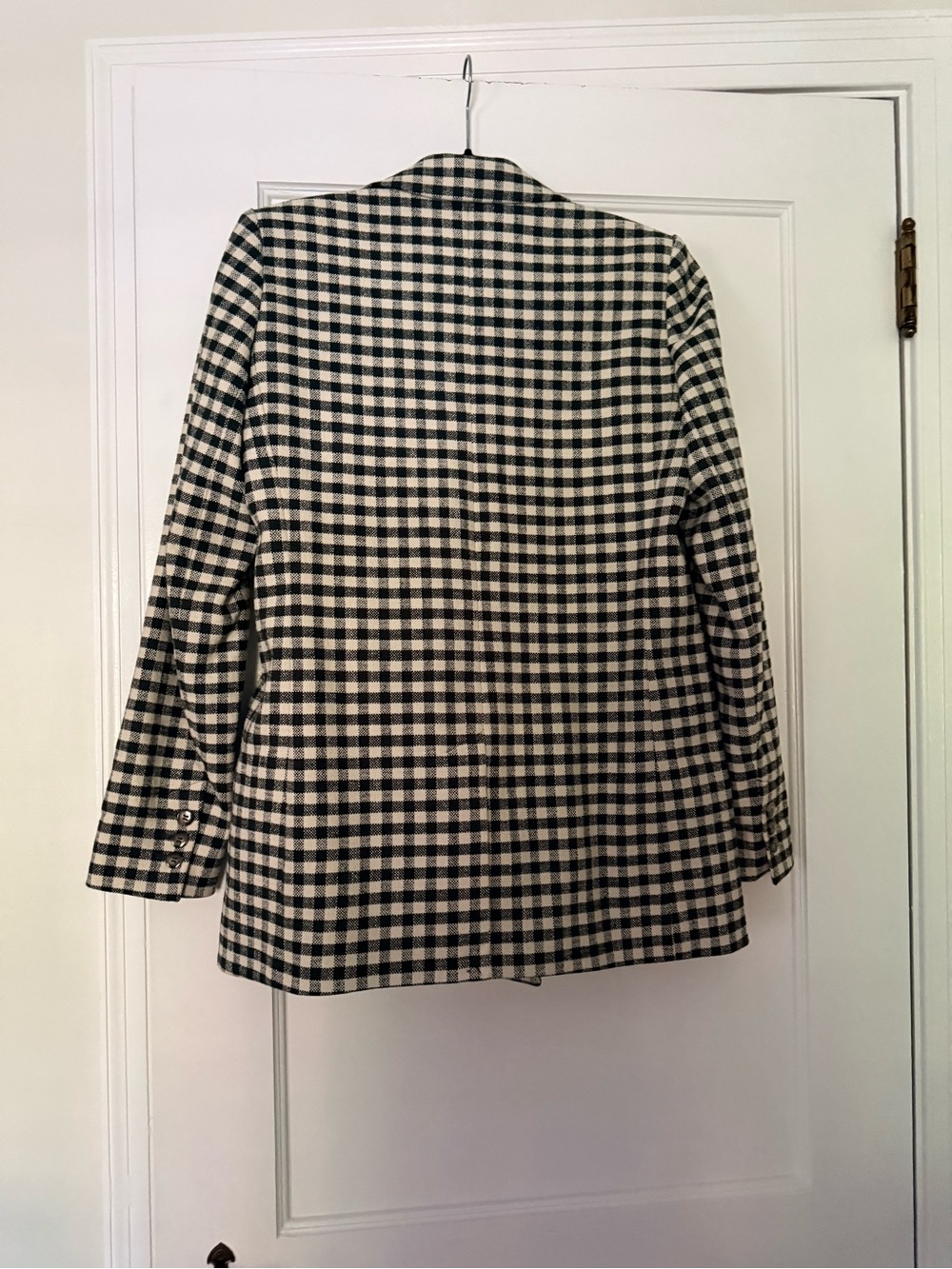 🌿NWT - Sezane Chelsea Gingham Blazer in Ecru & Khaki - size US 4 - Picture 5 of 11